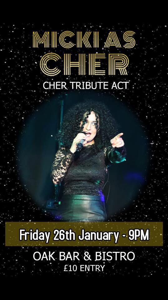 oakbistro1's tweet photo. Back by popular demand😁😁😁 The amazing Micki is back, this time as Cher😃🎤Tickets on sale now only £10 each...book for a meal first and receive 10% off your food bill! Call now to reserve your tickets 01516780104 x https://t.co/LsODe8OJqL