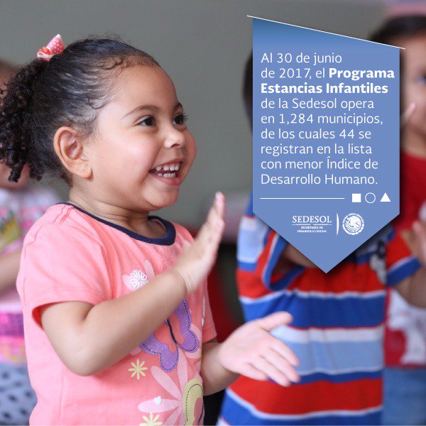 El programa #EstanciasInfantiles de la <a href="/SEDESOL_mx/">Sedesol México</a> apoya a madres trabajadoras y padres solos, prioriza su ubicación en los municipios de menor índice de desarrollo humano a lo largo y ancho del país. 
#SedesolPresente