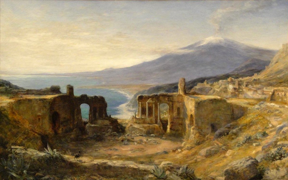 Ottone Geleng (1843-1939), teatro greco di Taormina 
#DonneInArte #ArtLovers 
"Mai il pubblico di un teatro ha avuto innanzi a sé uno spettacolo simile".     Goethe 
                            BUONANOTTE A TUTTI
