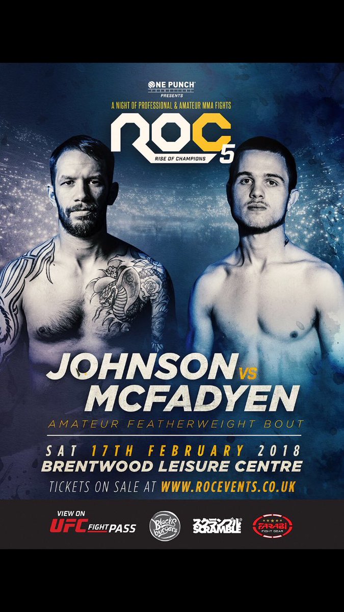 TheRocEvents's tweet photo. #JohnMcFadyen returns to the cage following his unanimous decision win at #ROC4 to take on undefeated #MartinJohnson in this FW bout ππΌππΌππΌ https://t.co/hhDy33vAfr