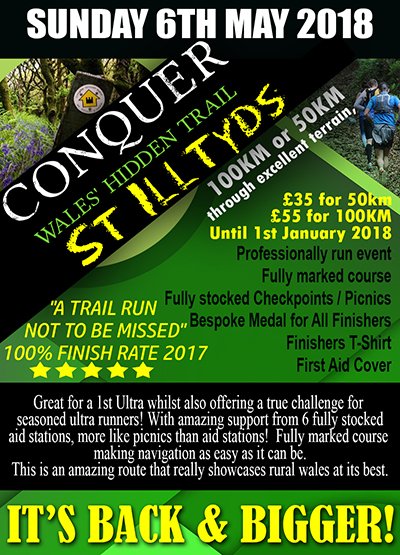 GOOD NEWS!!!!
20 extra entries opened for the St Illtyds 50k :) :) 
If you wanted to run this race you can now enter online here
goeventswales.com
You'll need to be quick though as once these are gone there will be No more entries available!!