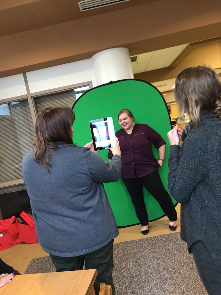 Renee_Loan's tweet photo. So much fun kicking off our #greenscreen PD today in our MS media center. @lcimspanthers @lctechhudson #lcsedtech https://t.co/MVn42N8Zbn