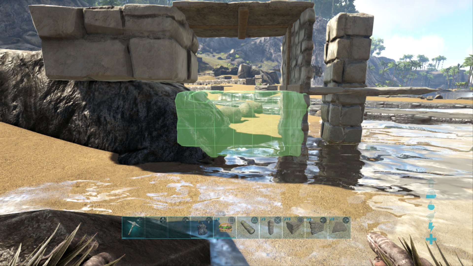 Ba333 Ark建築基礎テクニックその1 土台を延ばしたいときに段差がある場合 天井一枚の下に壁二枚 壁の間に天井はって柱を刺してスナップさせる これなら壁を平らに作れる 上側にも応用可能 Ark Ps4share