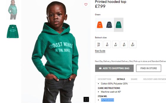 NyagNetwork's tweet photo. H&M Apologizes For Controversial Ad Featuring A Black Child In 'Coolest Monkey' Hoodie. Read the full article at https://t.co/bgecZzNLST
•••
#nyagnetwork #hm #fashionnews #fashion #news #theweeknd #lebronjames #diddy #houstonblog #houstonblogger #entertainmentblog https://t.co/Gl2HpOIVjs