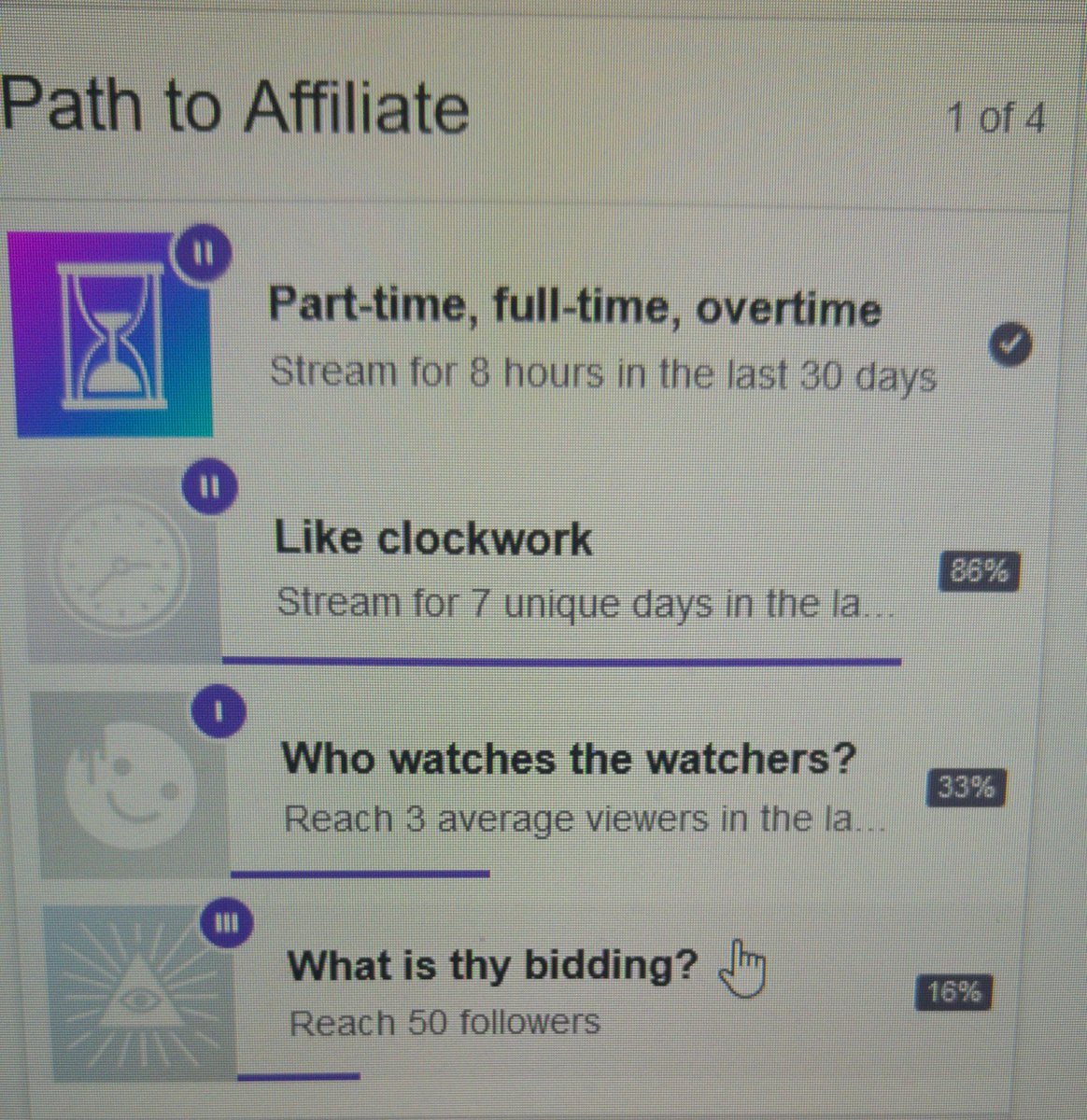 MisfitGamersUK's tweet image. Road to Affiliate. Getting there slowly #pathtoaffiliate #SupportSmallerStreamers #smallstreamers @_MisfitGamers @Twitch @MG_RiverSong @T1NT1N8430 @PixelDonkey @_DustyMonkey @StruanAbdn