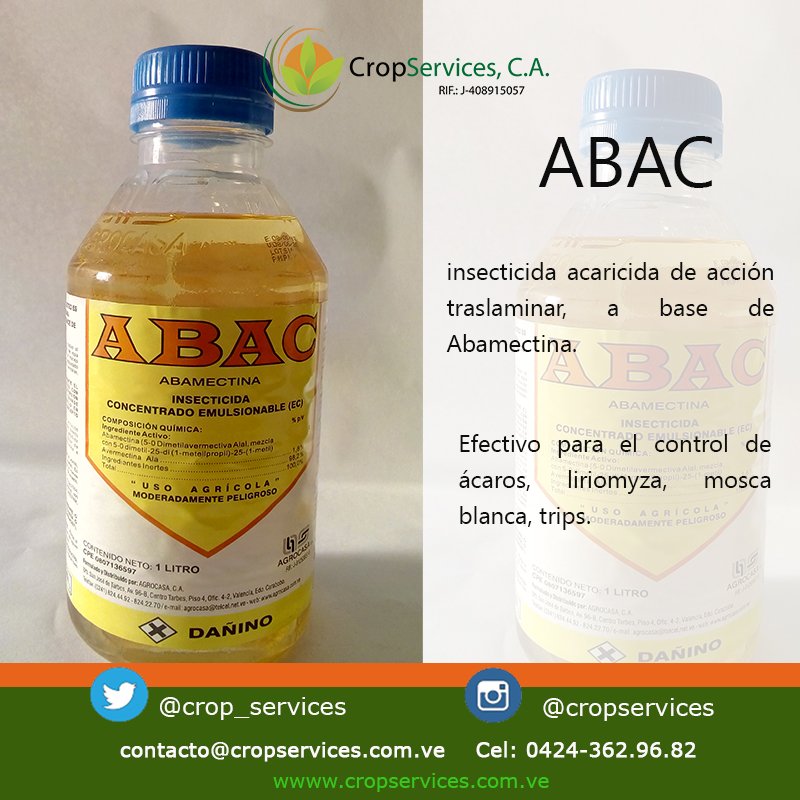 crop_services's tweet photo. ¿Problemas con ácaros, minador, mosca blanca y trips? Tenemos ABAC. Insecticida a base de abamectina. 0424-3629682 #cropservices https://t.co/2EVaq4Y7l8