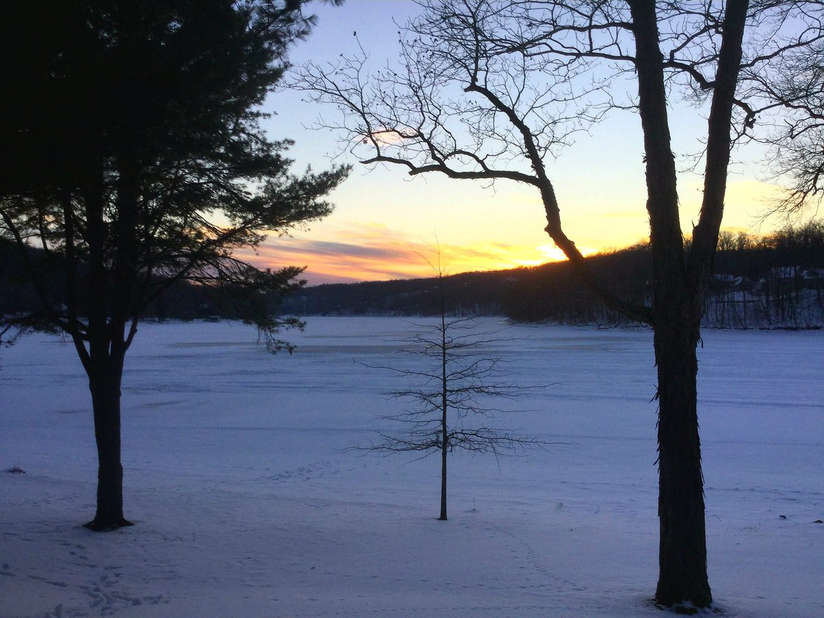 Winter evening sunset over Deep Creek Lake