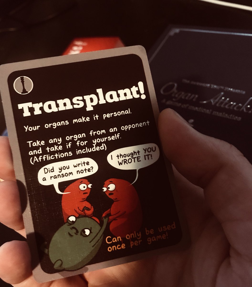 organattack's tweet photo. Transplant: one of the most powerful cards in #OrganATTACK. Expansion announcement coming soon, get your base copy at https://t.co/4HCpaBjkMm to prepare for battle! https://t.co/spSQ9ZRQKC