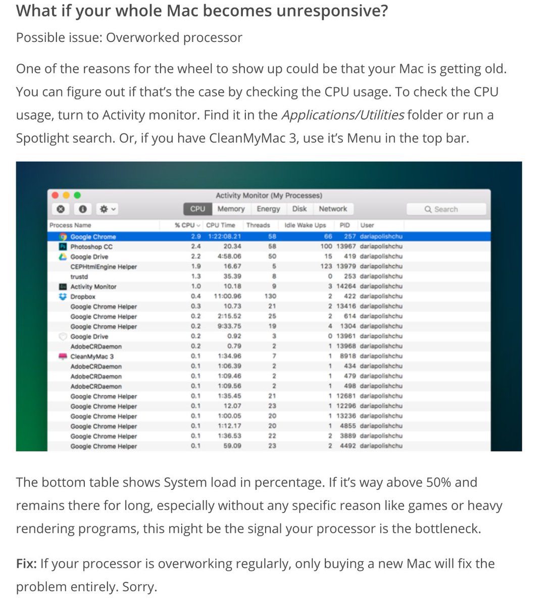 xsauc's tweet image. &quot;The signal your processor is bottleneck.&quot; Dusting the Mac, upgrading the hard drive, applying new thermal paste can fix this, not spending $1800+. #maclogic macpaw.com/how-to/the-spi…