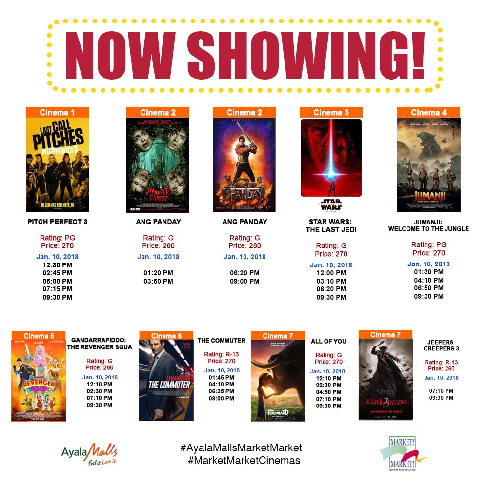 Market! Market! on Twitter: "It's movie time! Check out  #AyalaMallsMarketMarket Cinema schedule today! #FeelItLoveIt  https://t.co/x8Hs0b31IU" / Twitter