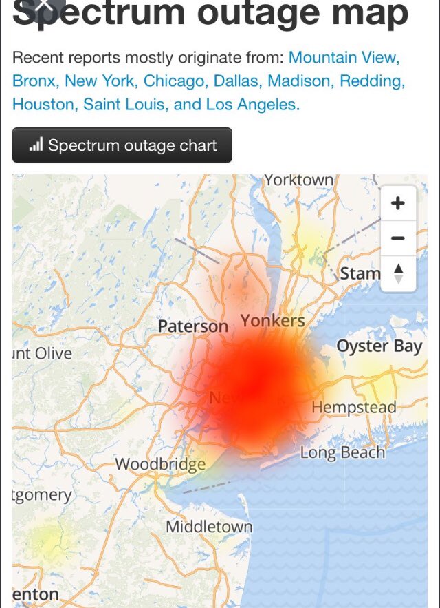 BKIND1964's tweet photo. @starryskyabove @Ask_Spectrum Here is the most recent @Ask_Spectrum Outage Map!
FYI: Orange Is Bad!
#OrangeIsBad
#SpectrumBad
#SpectrumLies
#SpectrumSux
#SpectrumDown
#SpectrumGREED
#SpectrumStrike https://t.co/Wl9QhGcksv