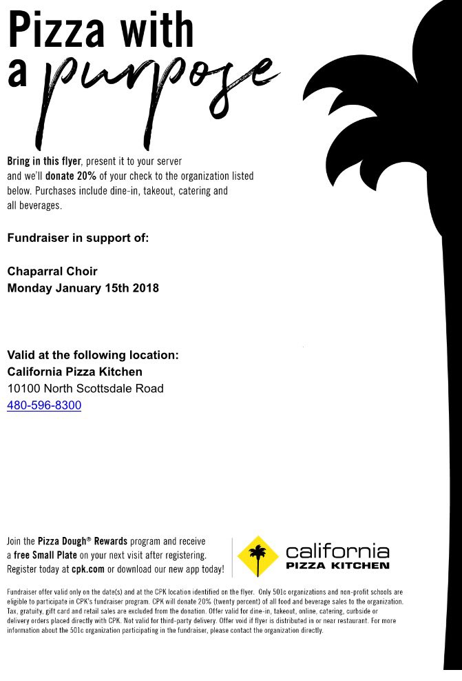 go get some food on monday at cpk and support chap choir!