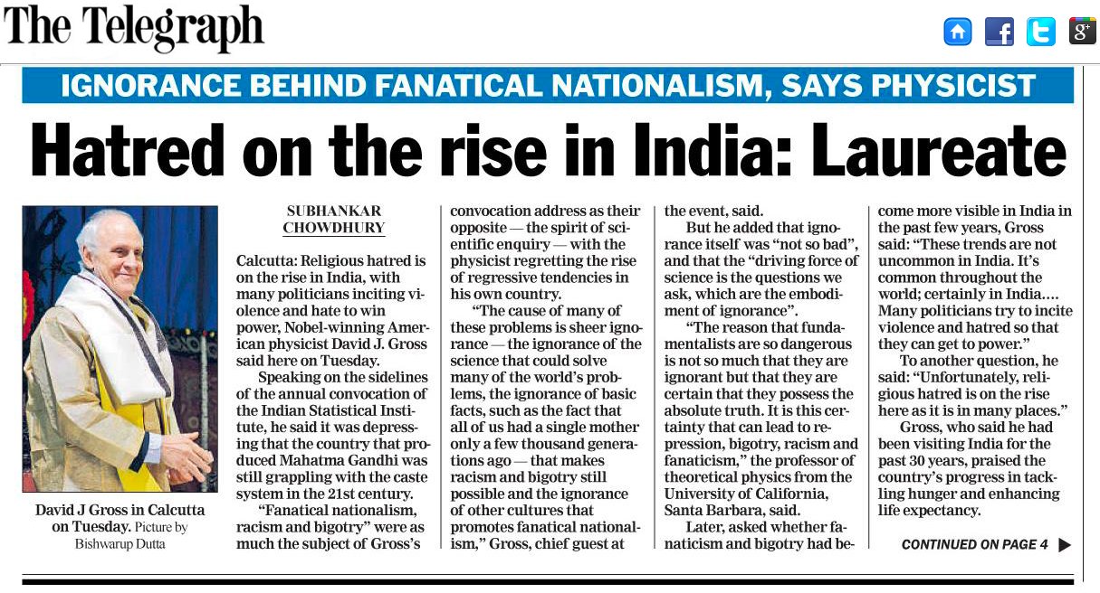 Eminent Nobel prize winning scientist D.J. Gross: "Hatred is on the rise in India" DTJMX-FVAAAFDwB