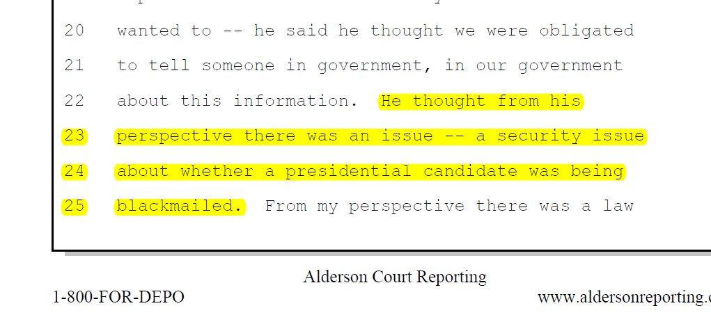 The reason Steele ran straight to the FBI? He was worried Trump might be being blackmailed. He wasn't trying to nail Trump. He thought Trump was the potential victim. 27/