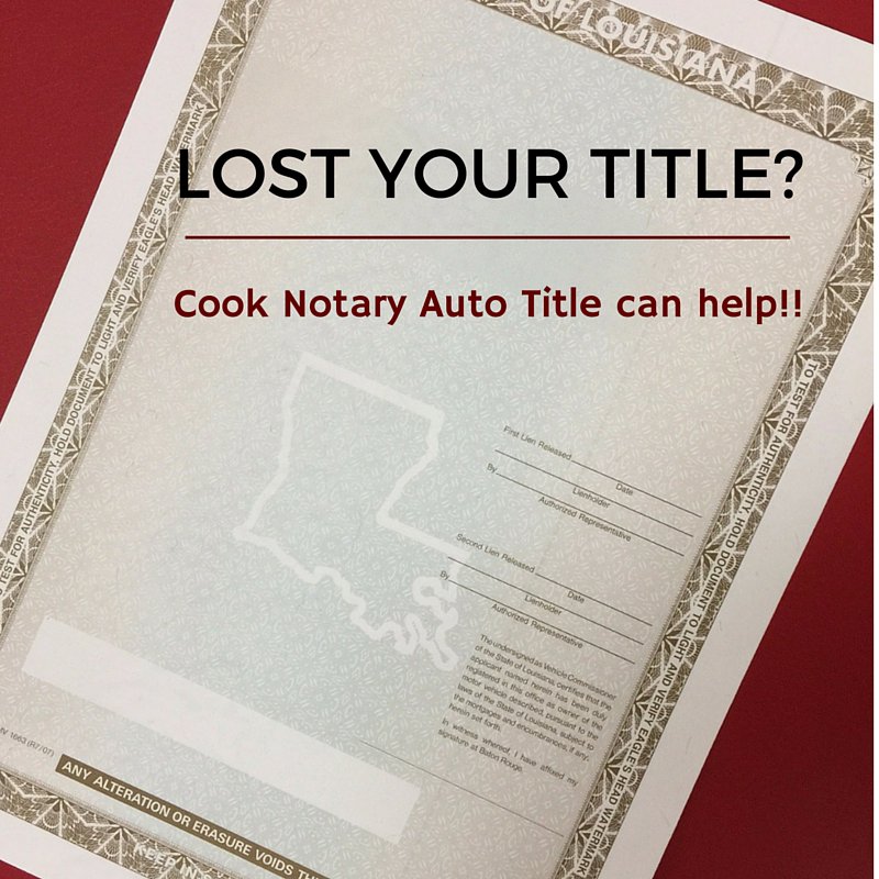 CookNotaryTitle's tweet image. We can help with your auto title needs! #autotitle #Louisiana