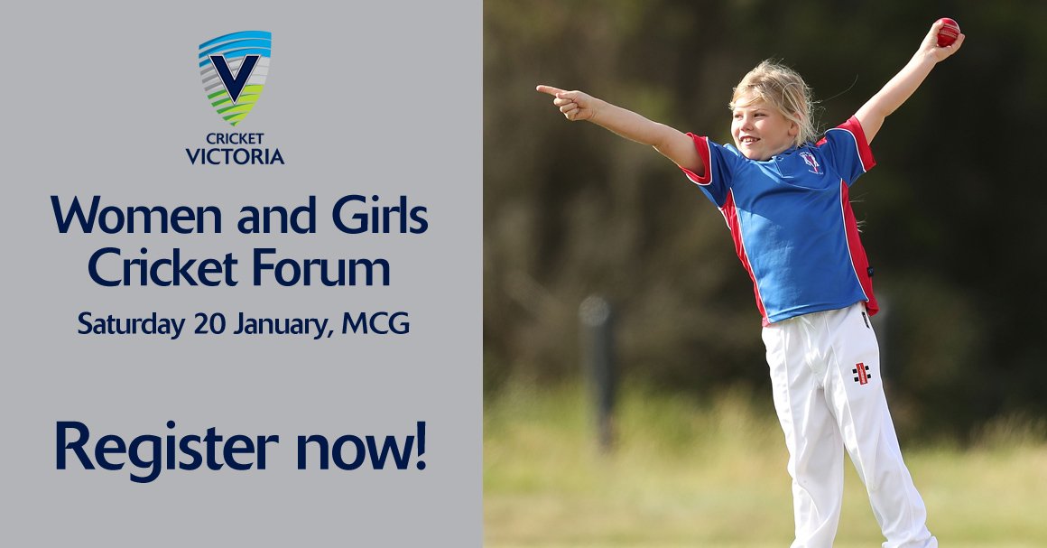 cricketvictoria's tweet photo. Cricket Victoria is hosting our first Women and Girls Cricket Forum on January 20 @MCG with a fantastic lineup of speakers! Entry is free. To find out more and register > https://t.co/4NbGAq4XiY https://t.co/Ew9VFdGCGr