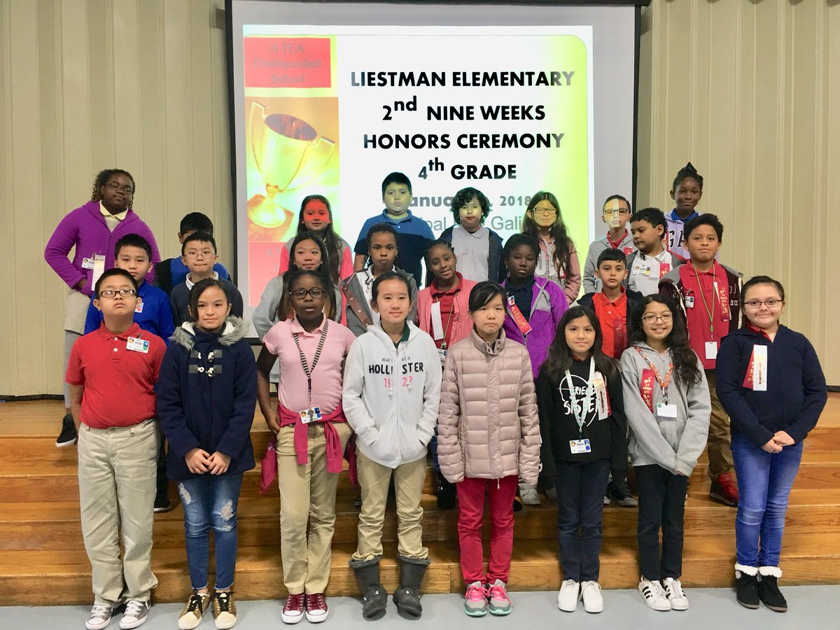 MsMendoza6's tweet photo. @LiestmanES #4grade #celebrates #successfulstudents #2gradingperiod #A&ABhonoroll #perfectattendance #BUGawards #citizenship #mostimproved #chipmunkthing #liestmanstrong @AliefISD https://t.co/Tjgn8JO53C