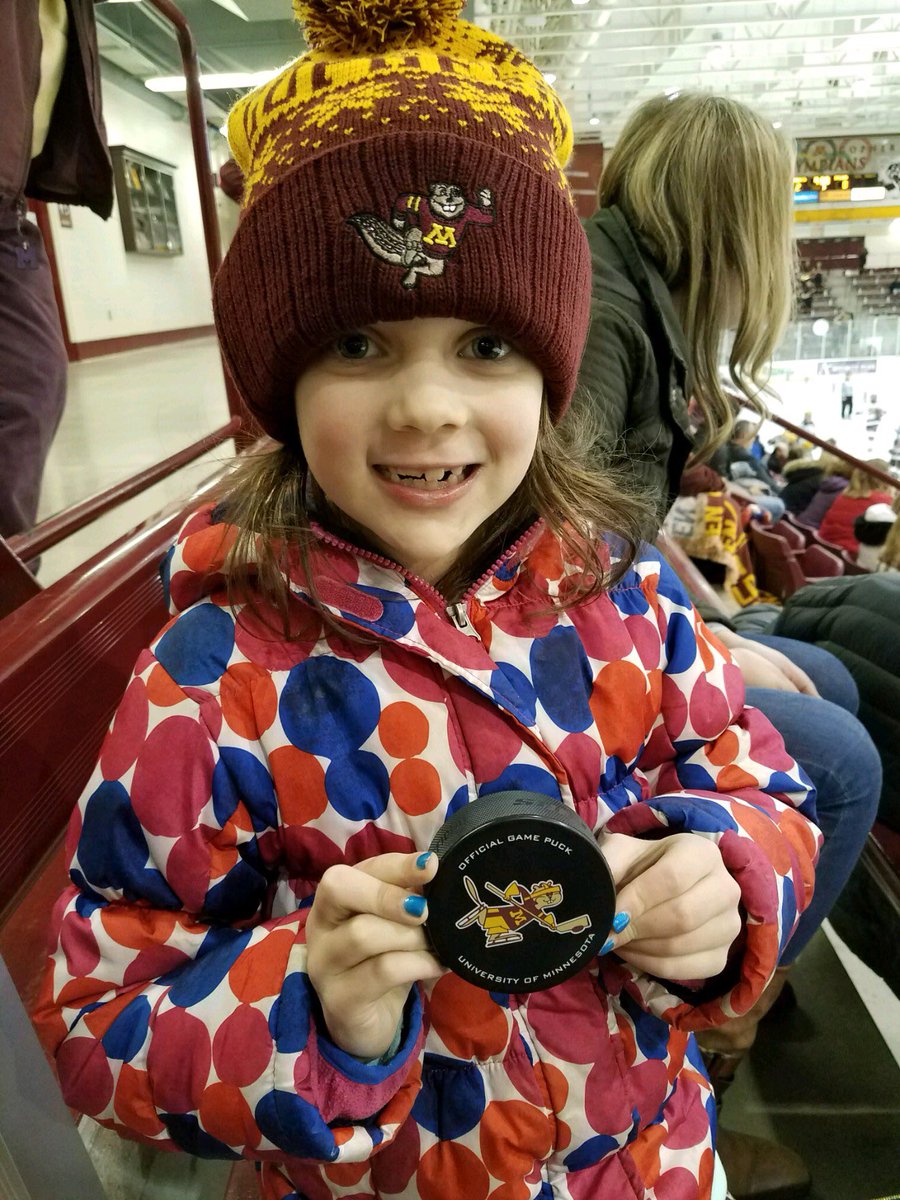 hendsar's tweet image. Thanks @GopherWHockey for the great game tonight! Riding the zamboni, and a game puck - quite a night for this 6yo!