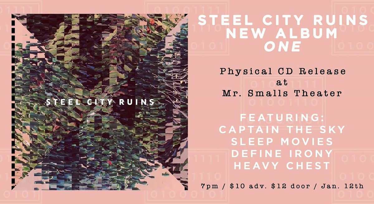 DefineIronyBand's tweet photo. 🌸🌸  Friday 🌸🌸

@MrSmallsTheatre 

 🌉 @SteelCityRuins 🌃
🌃 Captain the Sky 🌌
💤 Sleep Movies 📺
🌸 Define Irony 🌸
🤘 @heavychestus 🤘
 https://t.co/qTZ7OFkqD8 https://t.co/tUOLm9zcct