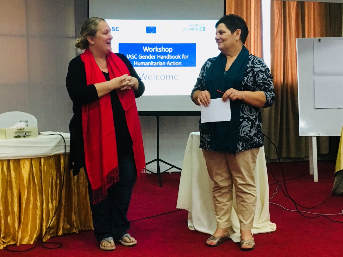 OxfaminBD's tweet photo. .@oxfam’s Valerie Tremblay and @Un_Women’s Flora Macula help open our discussion today on how #gender equality is essential in #humanitarian action and how we achieve it in practice - 3 days of important discussion ahead @iascch @eu_echo https://t.co/fPikfGhZ4M