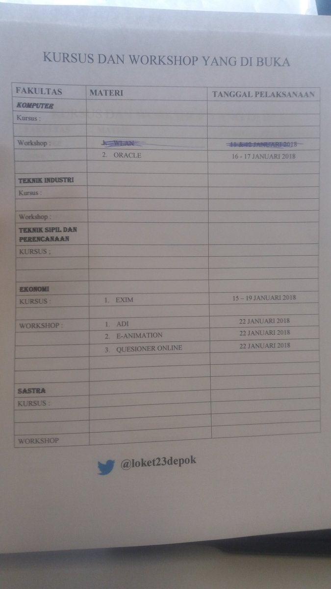 [UPDATE] Jadwal terbaru 10/01/2018