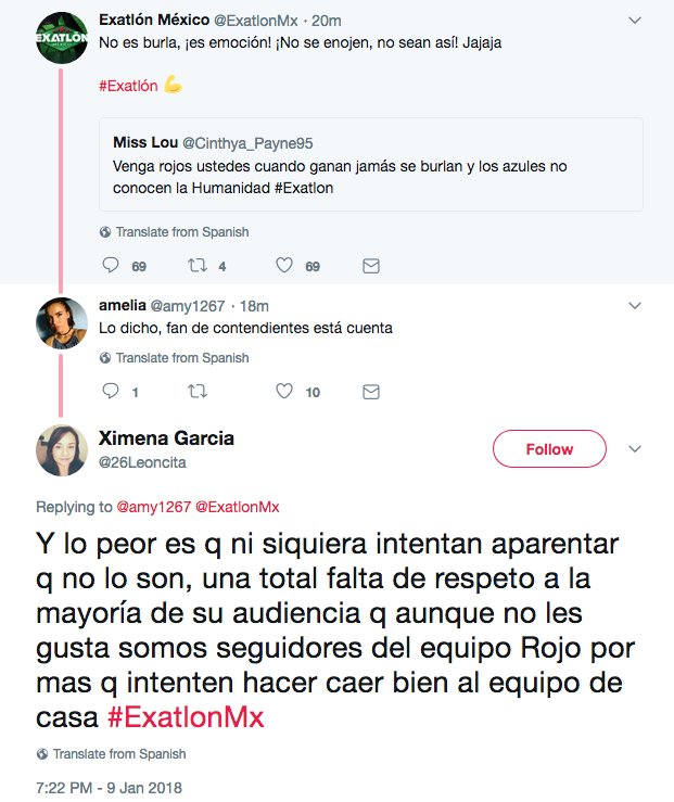 PinsheDiosa's tweet photo. La #chilladeraroja toda encabronada con la cuenta oficial del Exatlon jajaja https://t.co/3y91EwBvUO
