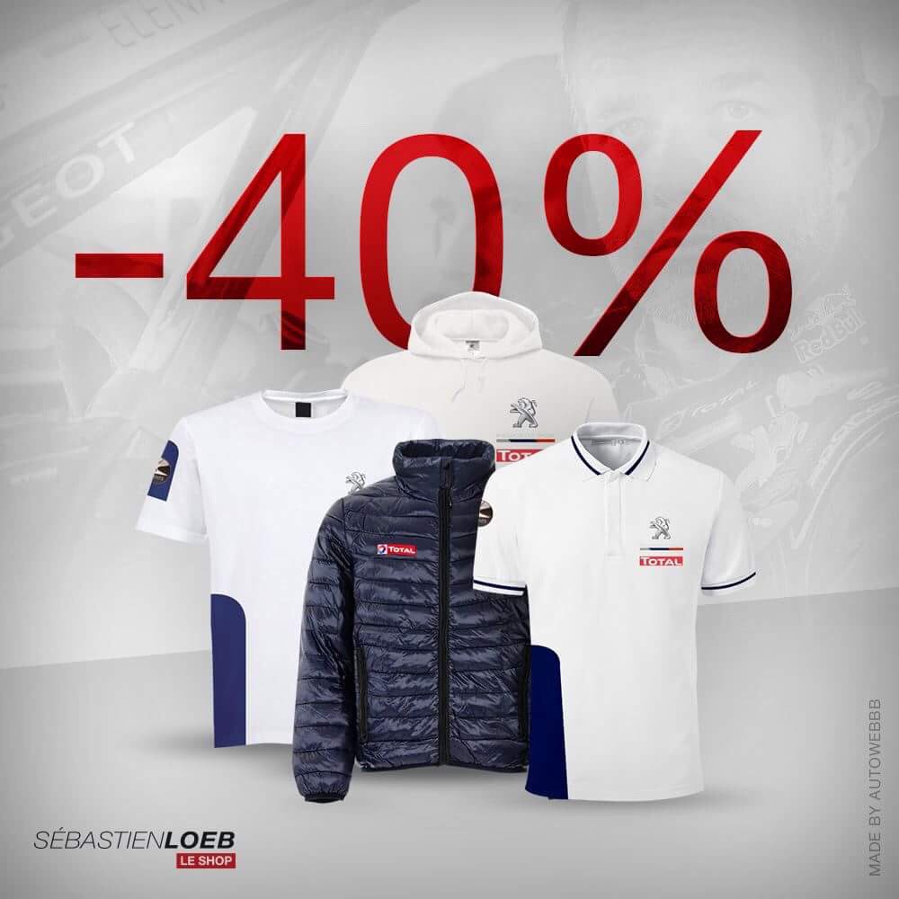 #SOLDES Bénéficiez de -40% de réduction sur toute la collection 2017 Peugeot Sport ! 🏁
Commandez en quelques clics ➡️boutique-loeb.com #soldes2018