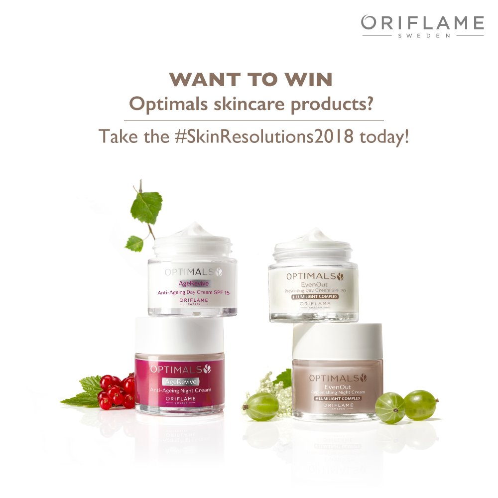 Oriflame_India's tweet photo. Kickstart the year by winning Optimals skincare products! All you need to do is take the #SkinResolutions2018 on https://t.co/BIgo6KtYFW to be eligible to win! https://t.co/lADDOzuCjx
