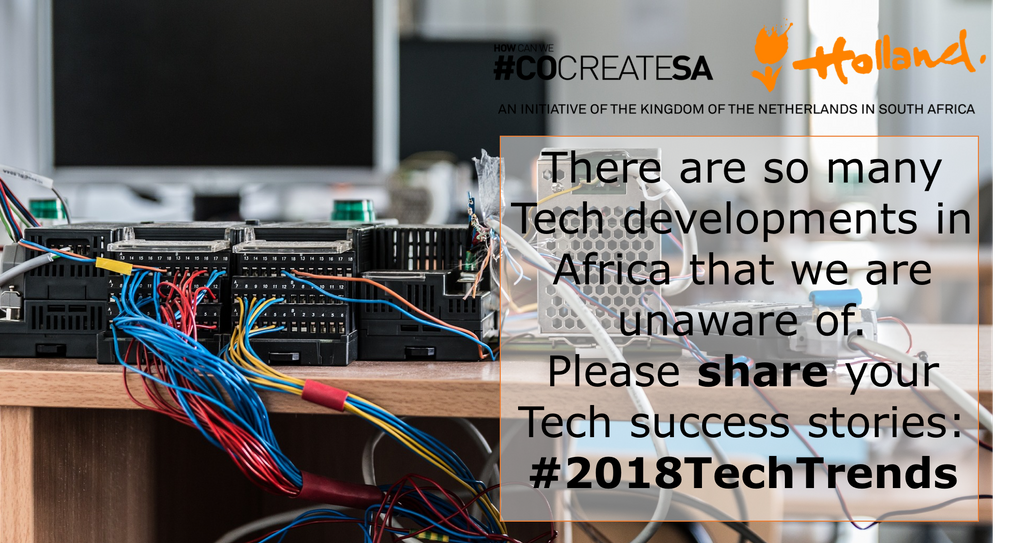 HorbachBonnie's tweet photo. Many #Tech #innovations in Africa are unknown. Please share Tech success stories under #2018TechTrends
---
@SiliconCape @Future_Females @PuramydConcepts @Khaya_Barn @PRTrendsZA @free2bTkM @_Africa24 @XL_Africa @Vanderwagen_D @StartUpGrindPTA @Bizzoly @KennyCommaash https://t.co/1eAh6SL2La
