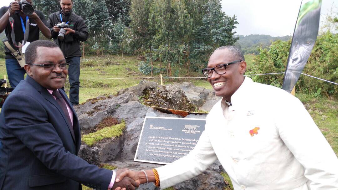 RDBrwanda's tweet photo. Today 27 hectares have been added to the Volcanoes National Park through a donation from the African Wildlife Foundation. Guest of Honor Minister of Trade and Industry Vincent Munyeshyaka and former TZ President, Benjamin Mkapa join Kinigi residents a in colourful ceremony https://t.co/UFjiEoCHS8