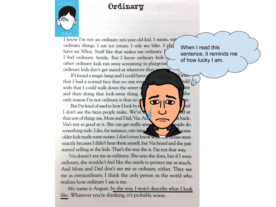 PJ is realizing how lucky he is through his reading of Wonder. #NISTis exploring the books we read and sharing them through #BookSnaps. These will be the first #BookSnaps from Thailand, we believe <a href="/TaraMartinEDU/">Tara M Martin</a> <a href="/gwhitecanada/">Gillian White</a>