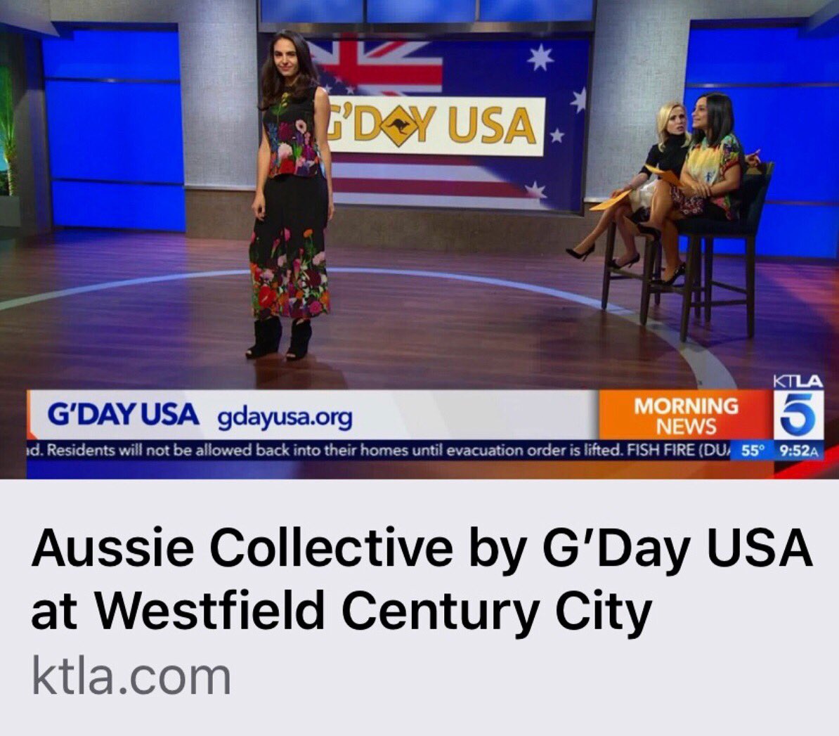 GDAYUSAofficial's tweet photo. ICYMI earlier today, the #AussieCollective by #GDayUSA on the @KTLAMorningNews ๐๐ผ๐บ๐ฆ๐บ. WATCH video here: https://t.co/QbKGZCG0qu โจ #fashion https://t.co/3qJG0Ouq0i