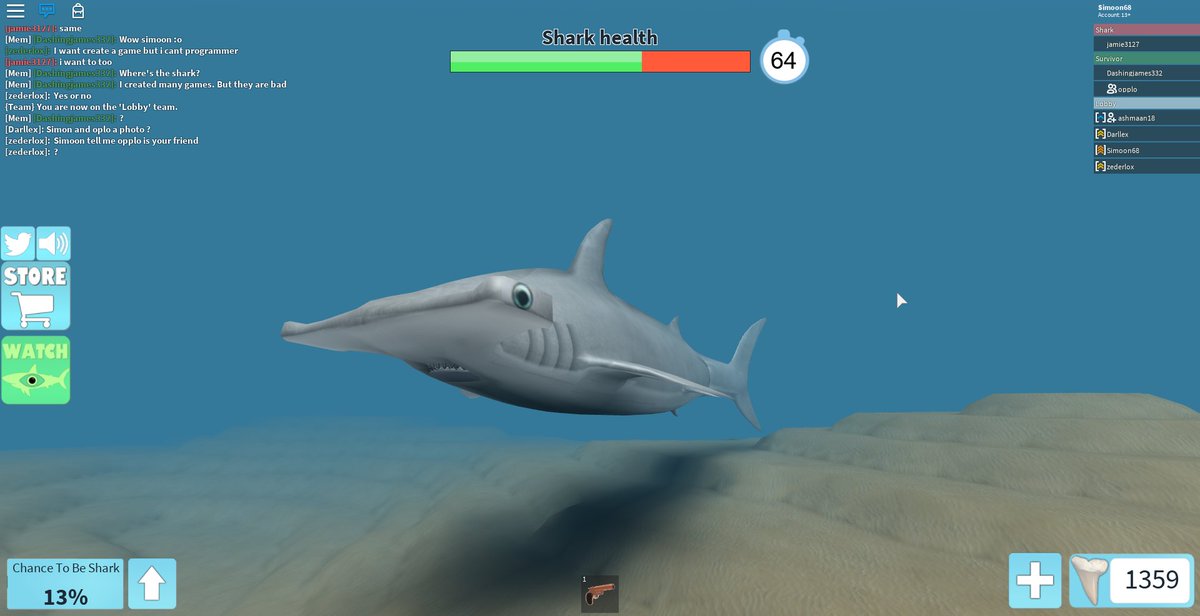 Simon On Twitter Me And Rblxopplo Are Happy To Say That We Ve Got It Working The Hammerhead Shark Update Will Drop This Friday We Ve Decided To Price The Shark At 600 Teeth - great white shark roblox