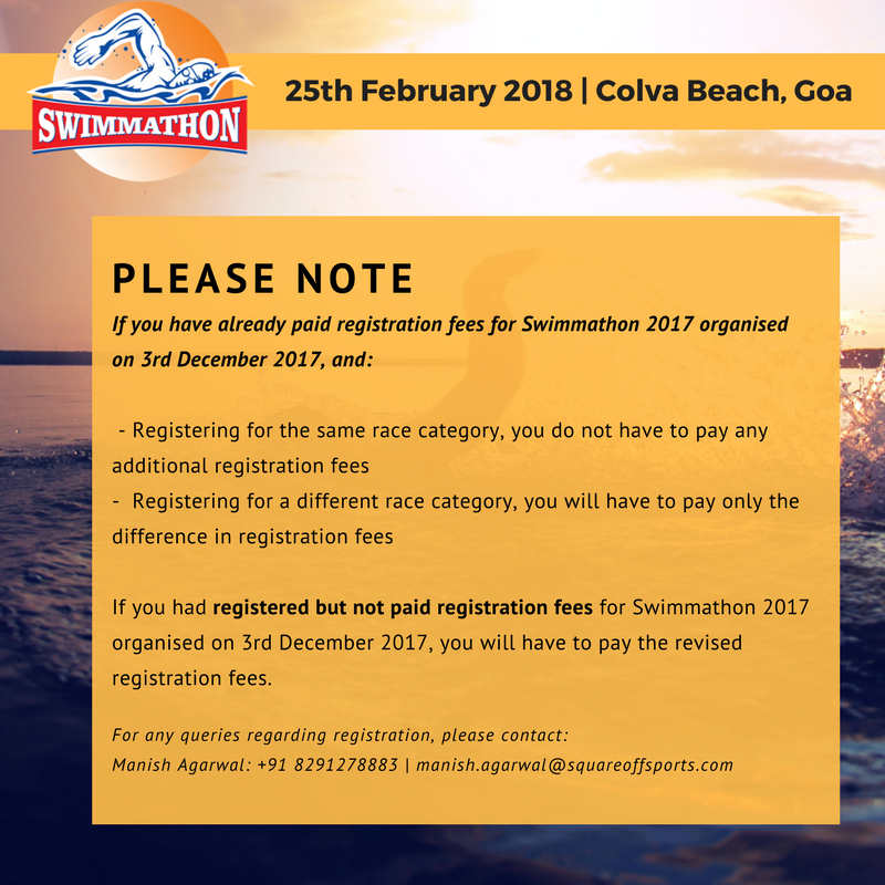 Swimmathon's tweet photo. #PSA for all past registrants of #Swimmathon 2017. Register Now to participate in India's Premier Open Water #Swimming Championship to be held on 25 February, 2018 at Colva Beach, Goa. 

Visit https://t.co/gMPZjbh7bj for registering now. For queries, call Manish: +918291278883 https://t.co/cq25NNF4pl