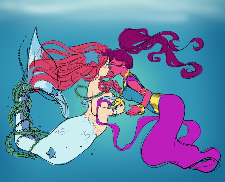 #mermaid ?‍♀️ and #genie ?‍♀️ find each other! Characters based on a story from @notpolychromous about Ghane and I ? 