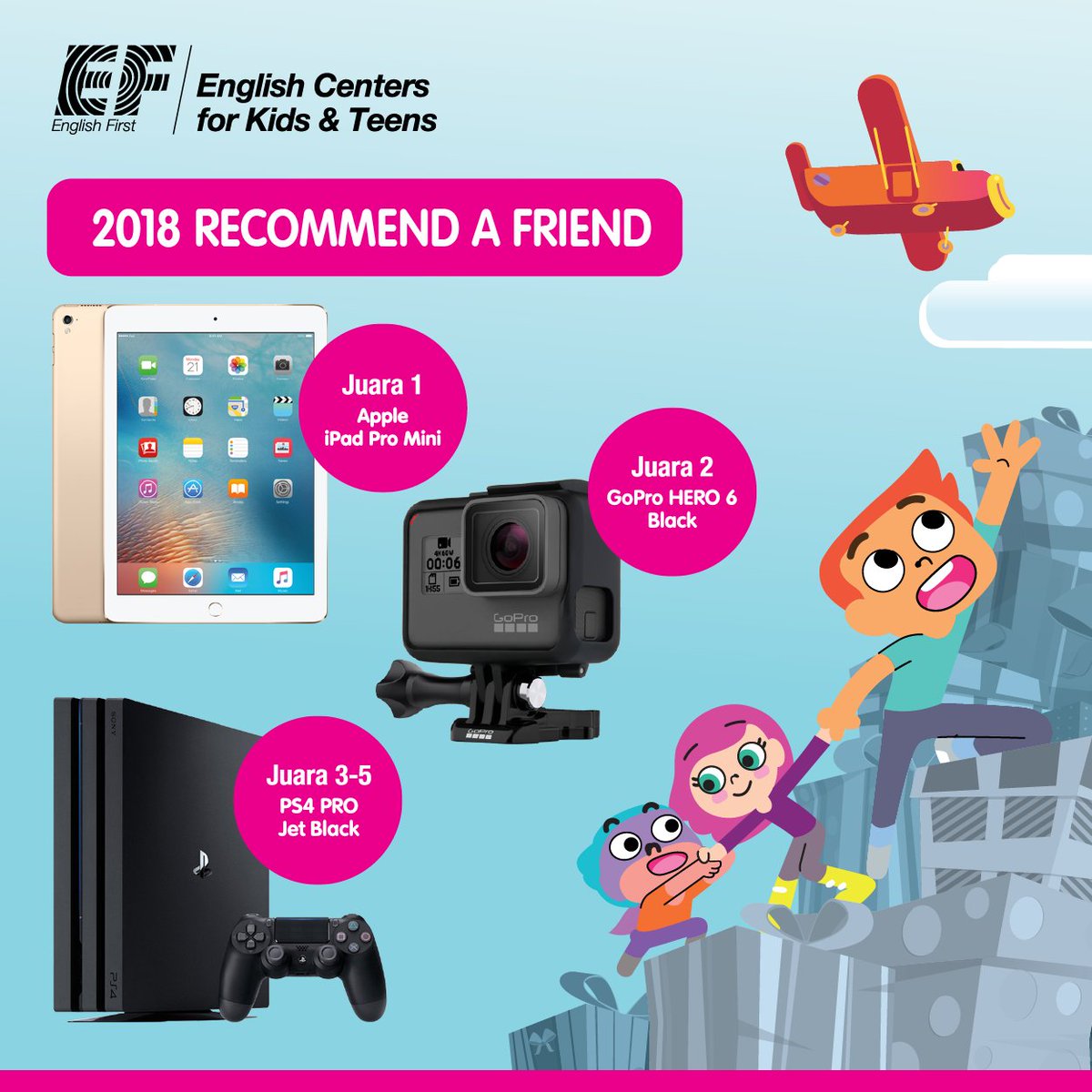 RAF 2018: Lebih banyak peluang untuk menang. 50 pemenang setiap bulannya dengan hadiah-hadiah yang semakin keren. Klik di sini ef.co.id/raf