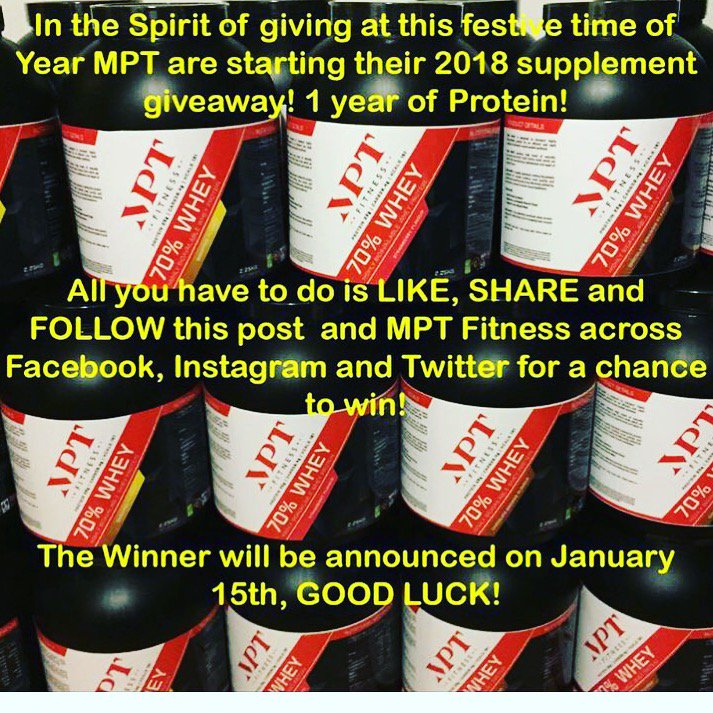 MPTFitnessteam's tweet image. Only 5 days for a chance to win a years supply of product! Who will be the lucky one to be a step ahead in 2018! Like and share for a chance to win... #setgoals #sharesuccess #healthandfitness #fitness #nutrition