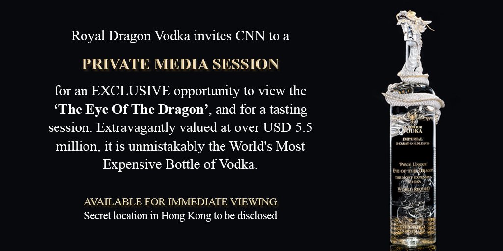Hey <a href="/cnnasiapr/">CNN Asia Pacific PR</a> Want to take a sneak peak at the World's Most Expensive Bottle of Vodka?! #TheEyeOfTheDragon