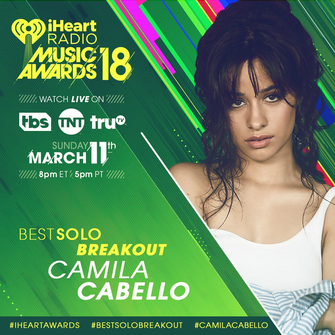 iHeartRadio's tweet photo. RT if you're voting for #CamilaCabello to win #BestSoloBreakout at the #iHeartAwards this year. https://t.co/xRMXW5wILL