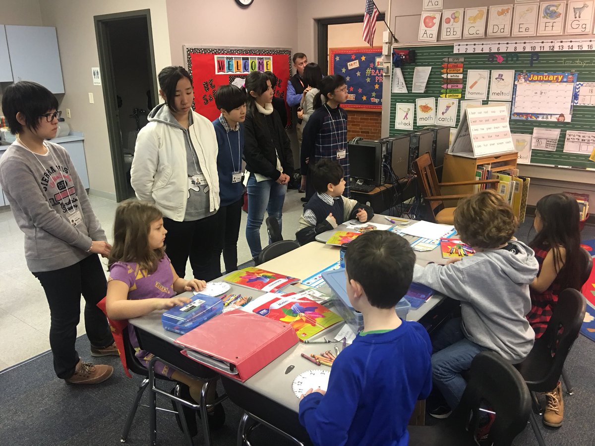 kbcrites's tweet photo. We are having a great time learning from each other! Our friends from Kuji, Japan did announcements with us. We’ve been busy! #RamblerPride #LearningCollaboration @myfcs @fcssuper2011 @FranklinIND https://t.co/pSHEFFtl2S