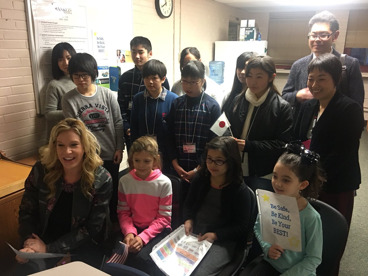 kbcrites's tweet photo. We are having a great time learning from each other! Our friends from Kuji, Japan did announcements with us. We’ve been busy! #RamblerPride #LearningCollaboration @myfcs @fcssuper2011 @FranklinIND https://t.co/pSHEFFtl2S