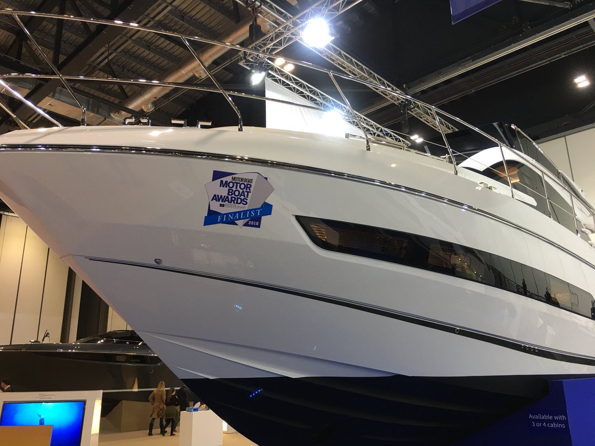 mbymagazine's tweet photo. Great to see the “finalist” stickers out at the @LondonBoatShow ahead of tonight’s Motor Boats Awards. Seen here on the @FairlineLtd Squadron 53. #MBAwards #LIBS18 https://t.co/Eh2UJ9MU0f