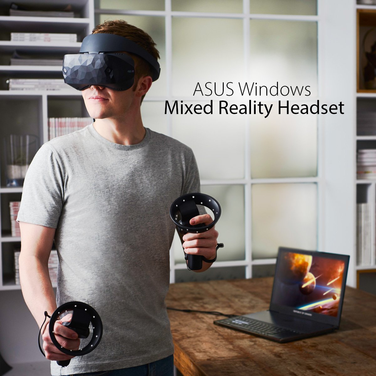 ASUS's tweet photo. Explore your imagination with the ASUS Windows Mixed Reality Headset at #CES2018 #EdgeofBeyond https://t.co/fCMp5jLMRu