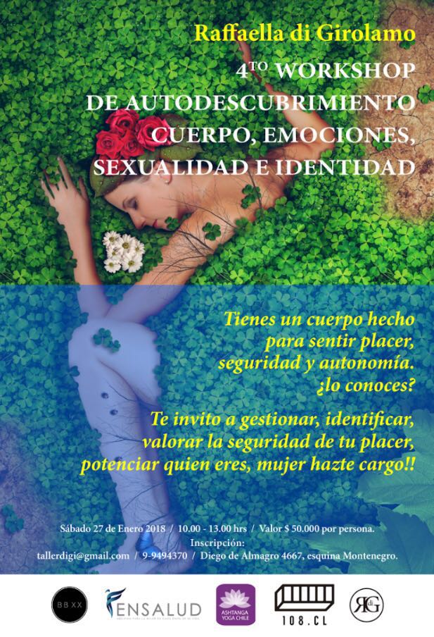 Imperdible 4° taller de Autodescubrimiento, cuerpo emociones, sexualidad e identidad de <a href="/raffadigi/">Raffaella Di Girólamo</a> <a href="/AgrupalesbicaRS/">Agrupación LésBIca Rompiendo el Silencio</a> <a href="/visiblevisibles/">VisiBLES</a> <a href="/OTDChile/">Asociación OTD Chile</a> <a href="/lucialopezchile/">Lucía López</a> @trueloveshow1