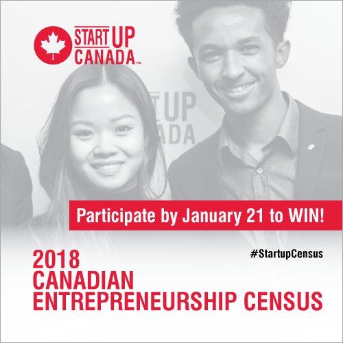 Gain national exposure on <a href="/Startup_Canada/">Startup Canada</a>'s Instagram! 

Just complete the 2018 Cdn Entrepreneurship Census by Jan. 21 to be entered to win! 

Click here to get started >> bit.ly/StartupCensus 

#StartupCensus #Entrepreneur #Canada