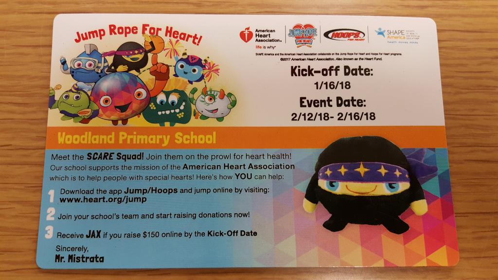 WoodlandPriPE50's tweet photo. We will be kicking off our 6th annual JRFH fundraiser on 1/16/18! Look for this magnet in your students backpack today to get a head start. Full info and materials will be sent home next Tuesday. Thank you for all of your support! @WPrimary50 @Woodland50News #ROARwithPRI https://t.co/lTgSy21Bby