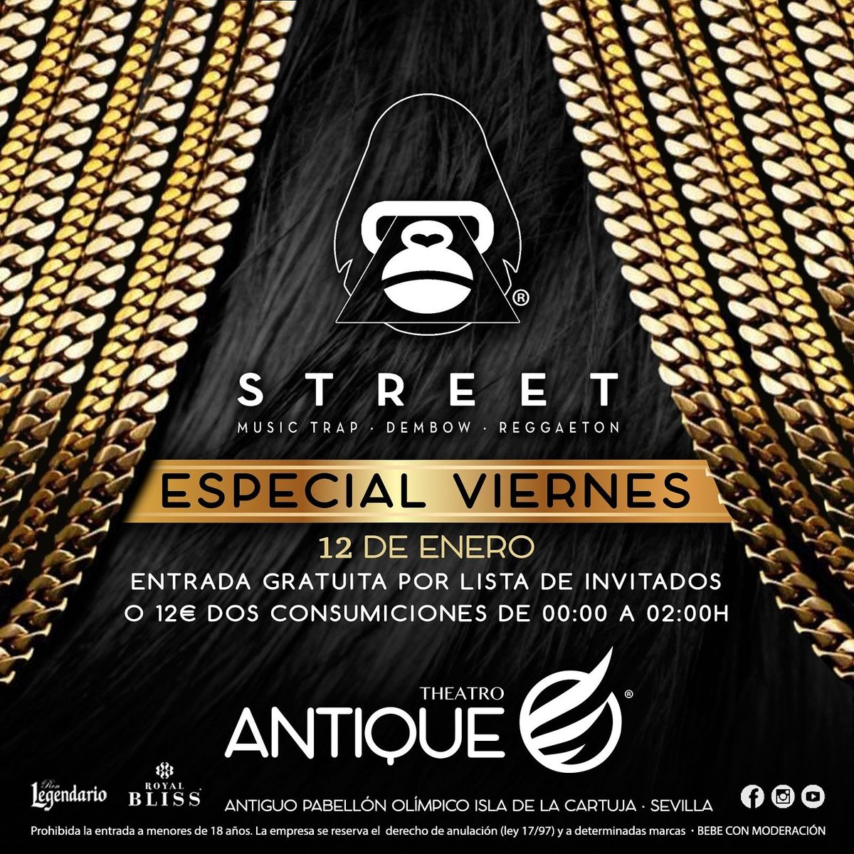 Especial #Viernes en #AntiqueTheatro con nuestra #StreetParty!!

●🔴Lista de #ALBERTOMARIN de 00-02 #Gratis!!🔴⚫

⚫Tlf:659197593