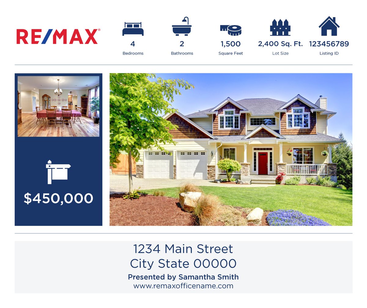 Get your listings in front of buyers by personalizing them using this visual template found on Design Center! Add important info, photos and then share on social! rem.ax/2CGVxvf