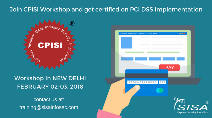 sisainfosec's tweet photo. SISA is organizing its 221st #CPISI Workshop focused on #PCIDSS v3.2 Implementation on February 02-03, 2018 in #NewDelhi
Details: https://t.co/AVVWt7eZt2
Enquiry: training@sisainfosec.com
#PaymentSecurity #PCICompliance #PCIDSSTraining #PreventBreach #SecurePayment #Delhi #NCR https://t.co/xdPNi0dOHo