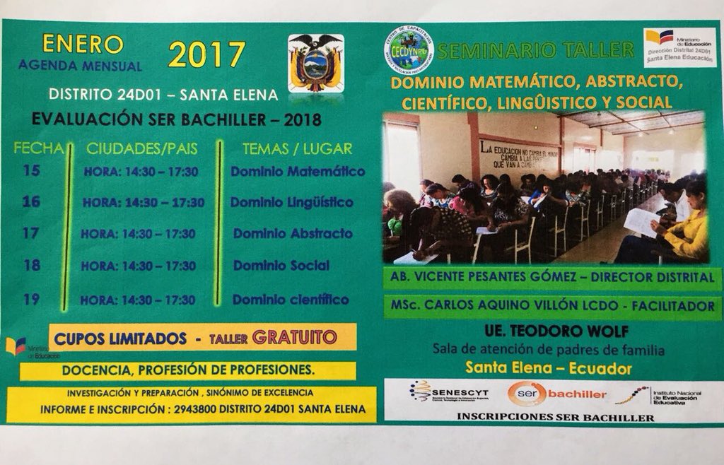 RomynaPilozo90's tweet photo. Taller gratuito para la aplicación de Evaluaciones Quiero Ser Bachiller....
Inscripciones #distrito24d01 Santa Elena https://t.co/jybwZARvC3